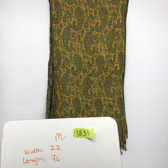 Mustard Yellow Paisley Print Scarf - Picture 11 of 12
